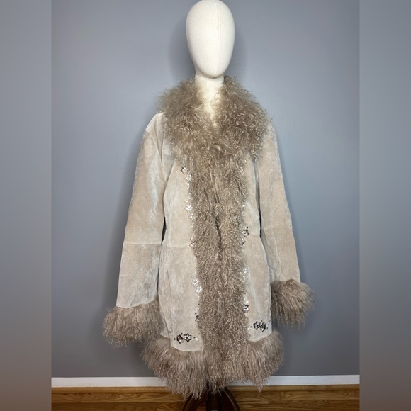Lane Bryant 1990s Suede Shaggy Penny Lane Coat - Picture 1 of 6
